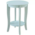 Round Accent End Table with Lower Shelf, Curved Legs and Smooth Finish Ideal for Living Room or Bedroom Corners