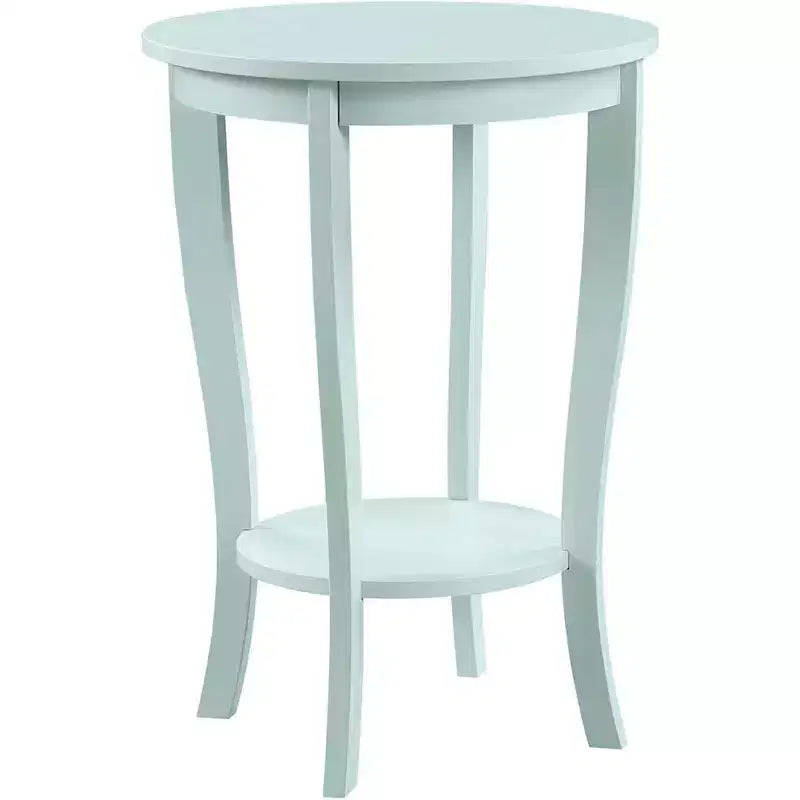 Round Accent End Table with Lower Shelf, Curved Legs and Smooth Finish Ideal for Living Room or Bedroom Corners