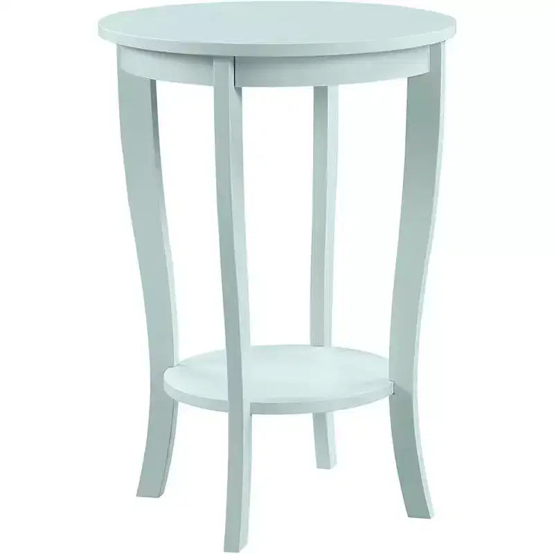 Round Accent End Table with Lower Shelf, Curved Legs and Smooth Finish Ideal for Living Room or Bedroom Corners