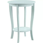 Round Accent End Table with Lower Shelf, Curved Legs and Smooth Finish Ideal for Living Room or Bedroom Corners