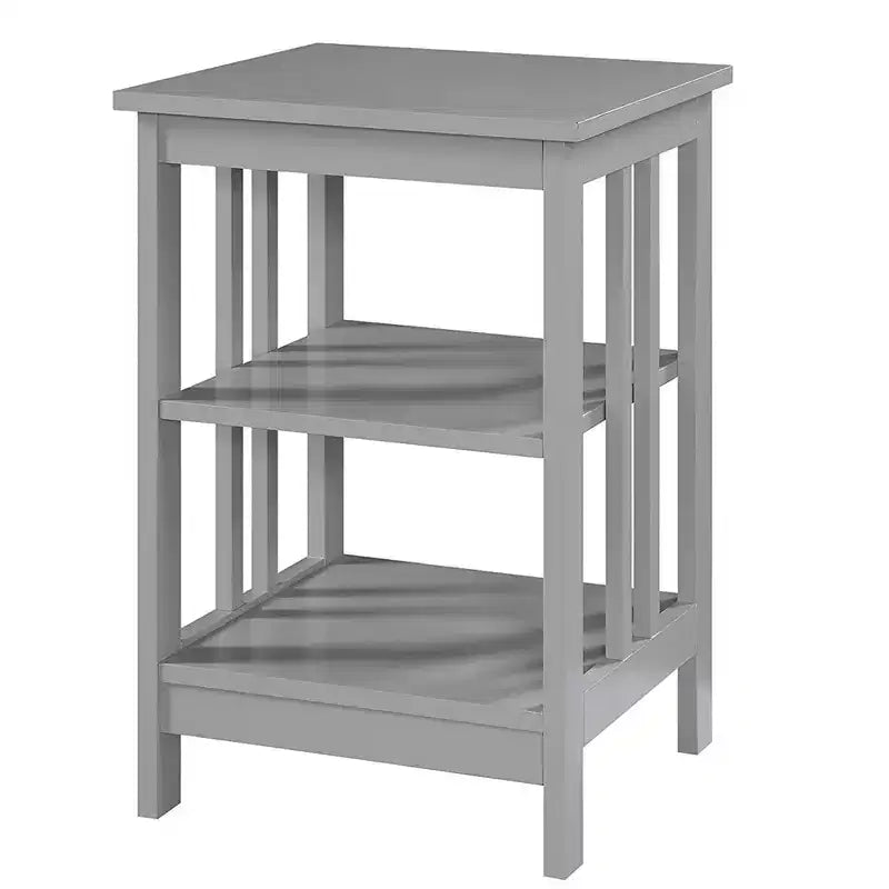 End Table with Smooth Top and Two Open Shelves, Modern Accent Table for Coffee, Tablets, Collectibles, and Everyday Essentials