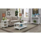 End Table with Smooth Top and Two Open Shelves, Modern Accent Table for Coffee, Tablets, Collectibles, and Everyday Essentials
