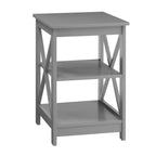 End Table with Three Shelves and X Frame Sides
