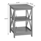End Table with Three Shelves and X Frame Sides