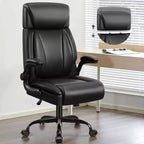 Leather Office Chair, Big and Tall Office Chair Executive Breathable PU Computer Chair with Lumbar Support, Black