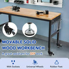 75 x 25 Adjustable Workbench, 2000 Lbs Heavy-Duty Work Table with Wheels & Power Outlet, Garage Workshop Multi-Purpose Table
