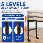 75 x 25 Adjustable Workbench, 2000 Lbs Heavy-Duty Work Table with Wheels & Power Outlet, Garage Workshop Multi-Purpose Table