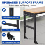 75 x 25 Adjustable Workbench, 2000 Lbs Heavy-Duty Work Table with Wheels & Power Outlet, Garage Workshop Multi-Purpose Table