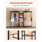 Clothing Garment Rack,Heavy Duty Closet Wardrobe,7 Adjustable Tiers Clothes Racks with Steel Frame,850lbs Load Capacity with 4Hanging Rods,Black