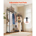 Clothing Garment Rack,Heavy Duty Closet Wardrobe,7 Adjustable Tiers Clothes Racks with Steel Frame,850lbs Load Capacity with 4Hanging Rods,Black