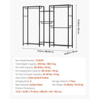 Clothing Garment Rack,Heavy Duty Closet Wardrobe,7 Adjustable Tiers Clothes Racks with Steel Frame,850lbs Load Capacity with 4Hanging Rods,Black
