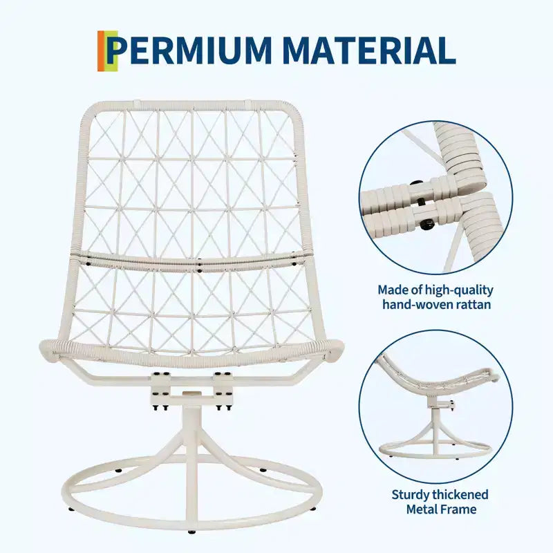 360 Swivel Winter Rattan Rocking Chair, All-Weather Wicker Lounge Chair with Thick Seat Cushion and Metal Rocking Base for Indoor & Outdoor