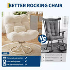 360 Swivel Winter Rattan Rocking Chair, All-Weather Wicker Lounge Chair with Thick Seat Cushion and Metal Rocking Base for Indoor & Outdoor