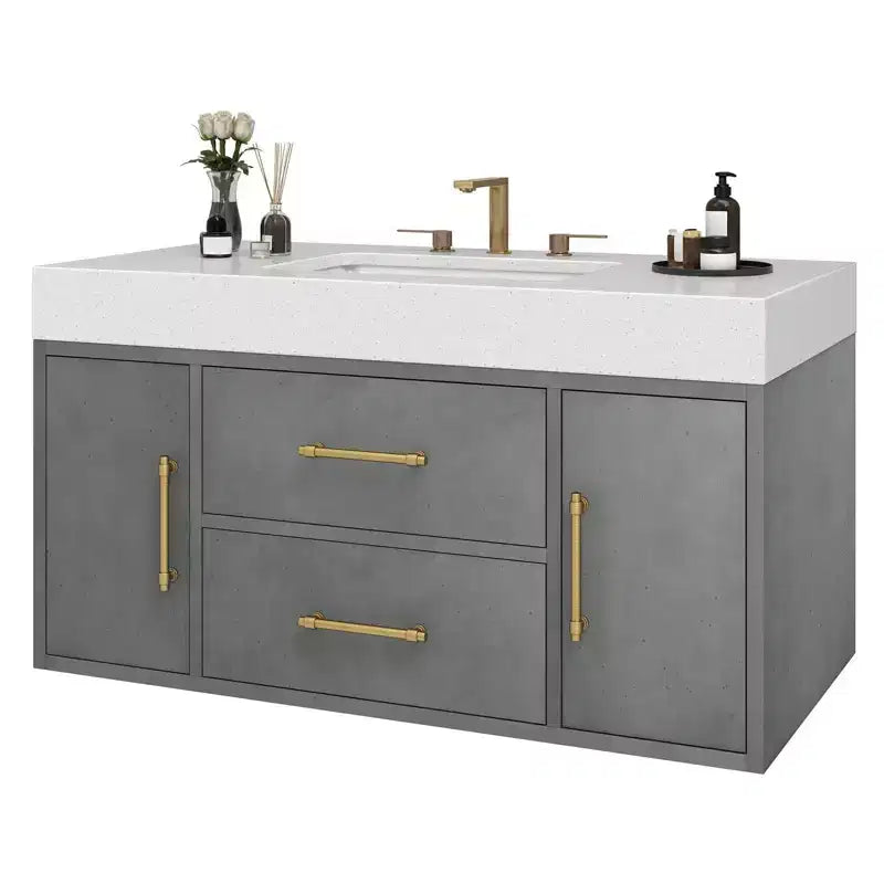 40 Inch Floating Vanity with 2 Doors & Drawers Wall Mounted Storage Cabinet