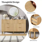 7-Drawer Fluted Dresser, Modern Wood Storage Cabinet, Bedroom Furniture for Living Room Hallway