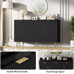 7-Drawer Fluted Dresser, Modern Wood Storage Cabinet, Bedroom Furniture for Living Room Hallway