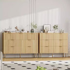 7-Drawer Fluted Dresser, Modern Wood Storage Cabinet, Bedroom Furniture for Living Room Hallway