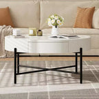 Coffee Table Vintage Round with Drawer, 31.9 Inch Wooden Storage Center Table with Retro Farmhouse Design for Living Room