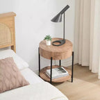 Coffee Table Vintage Round with Drawer, 31.9 Inch Wooden Storage Center Table with Retro Farmhouse Design for Living Room