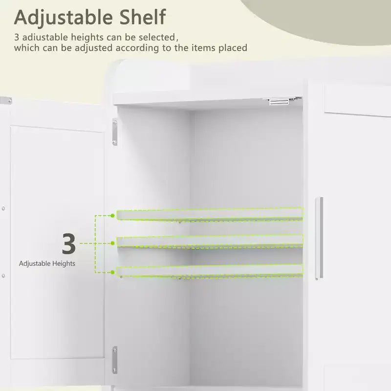 Bathroom Storage Cabinet, Wall Mount Storage Organizer with 2 Doors & 1 Open Shelf, White