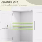 Bathroom Storage Cabinet, Wall Mount Storage Organizer with 2 Doors & 1 Open Shelf, White