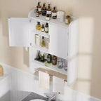 Bathroom Storage Cabinet, Wall Mount Storage Organizer with 2 Doors & 1 Open Shelf, White