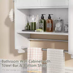 Bathroom Storage Cabinet, Wall Mount Storage Organizer with 2 Doors & 1 Open Shelf, White