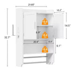 Bathroom Storage Cabinet, Wall Mount Storage Organizer with 2 Doors & 1 Open Shelf, White