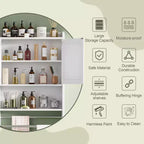 Bathroom Storage Cabinet, Wall Mount Storage Organizer with 2 Doors & 1 Open Shelf, White