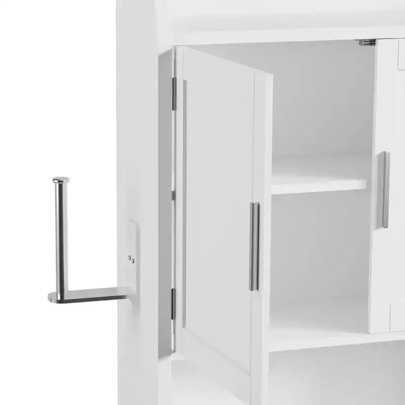 Bathroom Storage Cabinet, Wall Mount Storage Organizer with 2 Doors & 1 Open Shelf, White