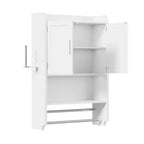 Bathroom Storage Cabinet, Wall Mount Storage Organizer with 2 Doors & 1 Open Shelf, White