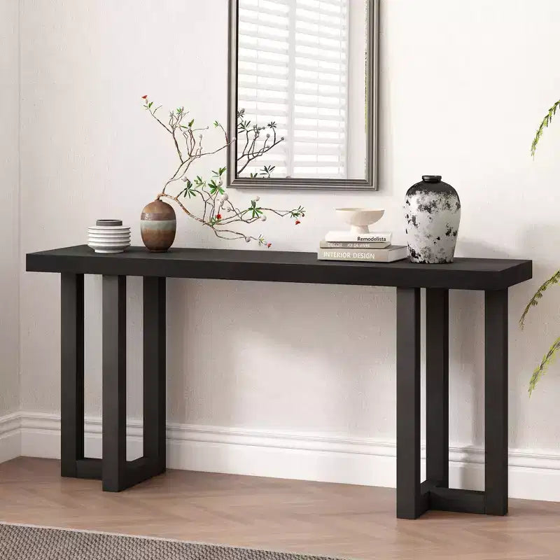 Modern Console Table with Solid Wood Legs, Elegent Entryway Table with Thick Tabletop, Hallway Table for Living Room, Bedroom