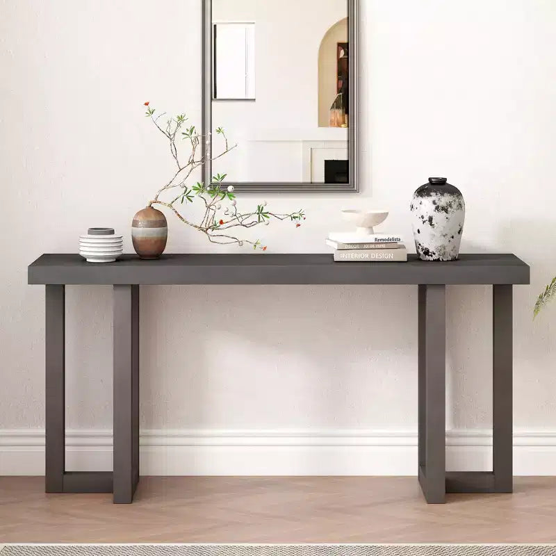 Modern Console Table with Solid Wood Legs, Elegent Entryway Table with Thick Tabletop, Hallway Table for Living Room, Bedroom