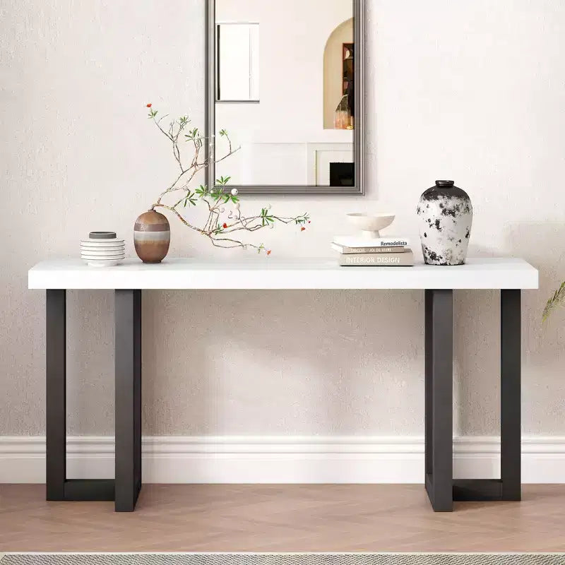 Modern Console Table with Solid Wood Legs, Elegent Entryway Table with Thick Tabletop, Hallway Table for Living Room, Bedroom