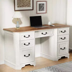59 Executive Desk with Drawers, Office Desk with File Drawers, Computer Desk w/Charging Station & Keyboard Tray for Home Office