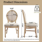 French Country Dining Chairs, Upholstered Carved Round Back Chairs, Beige