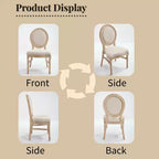 French Country Dining Chairs, Upholstered Carved Round Back Chairs, Beige
