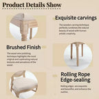 French Country Dining Chairs, Upholstered Carved Round Back Chairs, Beige