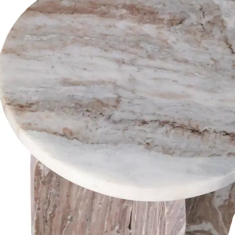 Home Decor End Table, Side Table, or Night Stand - Marble Bedside Table with Round Agate Top Ideal for Big or Small Spaces