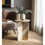 Home Decor End Table, Side Table, or Night Stand - Marble Bedside Table with Round Agate Top Ideal for Big or Small Spaces