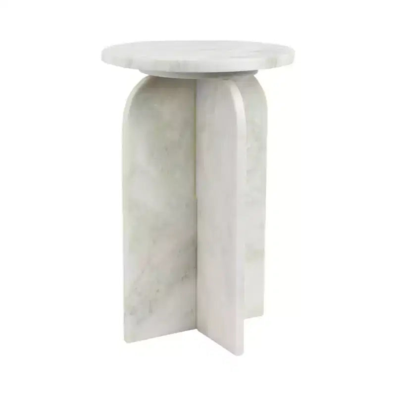 Home Decor End Table, Side Table, or Night Stand - Marble Bedside Table with Round Agate Top Ideal for Big or Small Spaces