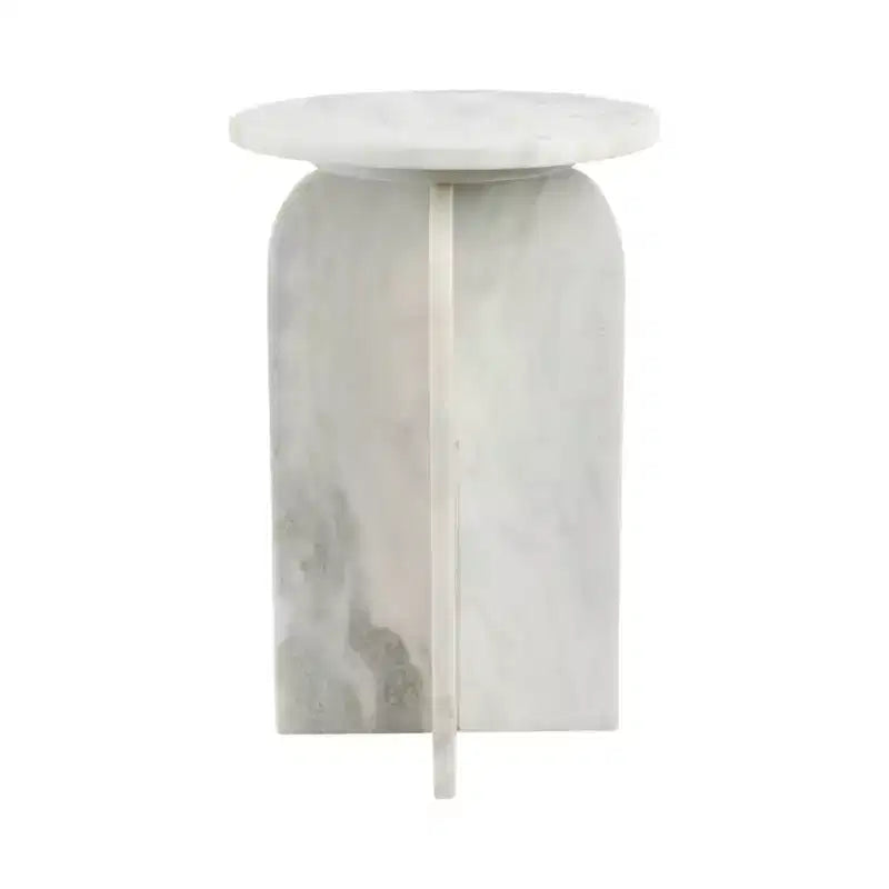 Home Decor End Table, Side Table, or Night Stand - Marble Bedside Table with Round Agate Top Ideal for Big or Small Spaces