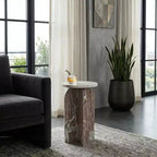 Home Decor End Table, Side Table, or Night Stand - Marble Bedside Table with Round Agate Top Ideal for Big or Small Spaces