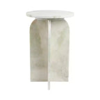 Home Decor End Table, Side Table, or Night Stand - Marble Bedside Table with Round Agate Top Ideal for Big or Small Spaces