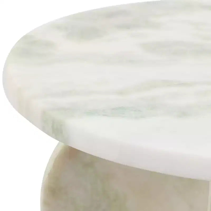 Home Decor End Table, Side Table, or Night Stand - Marble Bedside Table with Round Agate Top Ideal for Big or Small Spaces