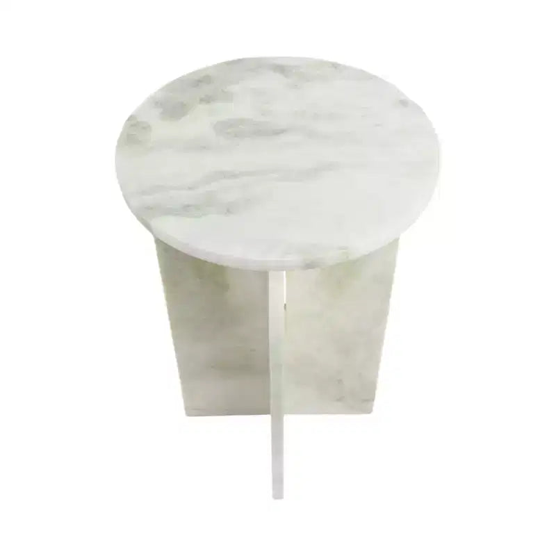 Home Decor End Table, Side Table, or Night Stand - Marble Bedside Table with Round Agate Top Ideal for Big or Small Spaces
