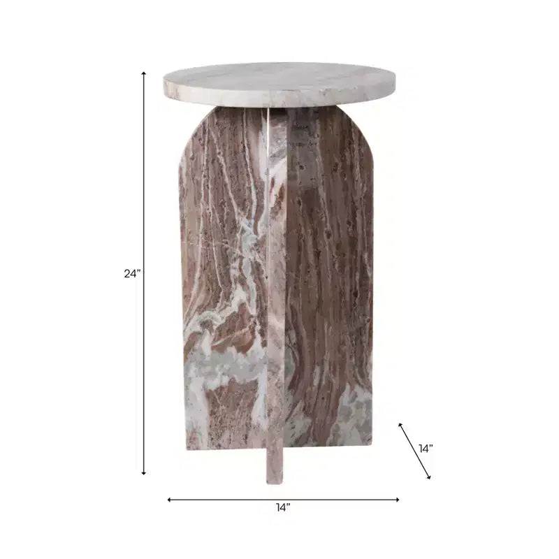 Home Decor End Table, Side Table, or Night Stand - Marble Bedside Table with Round Agate Top Ideal for Big or Small Spaces