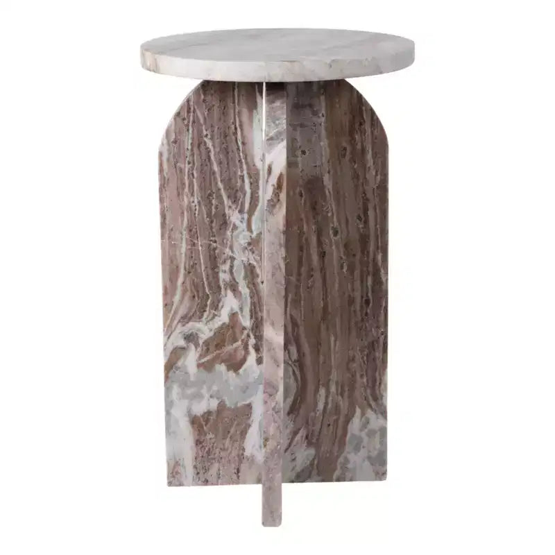 Home Decor End Table, Side Table, or Night Stand - Marble Bedside Table with Round Agate Top Ideal for Big or Small Spaces