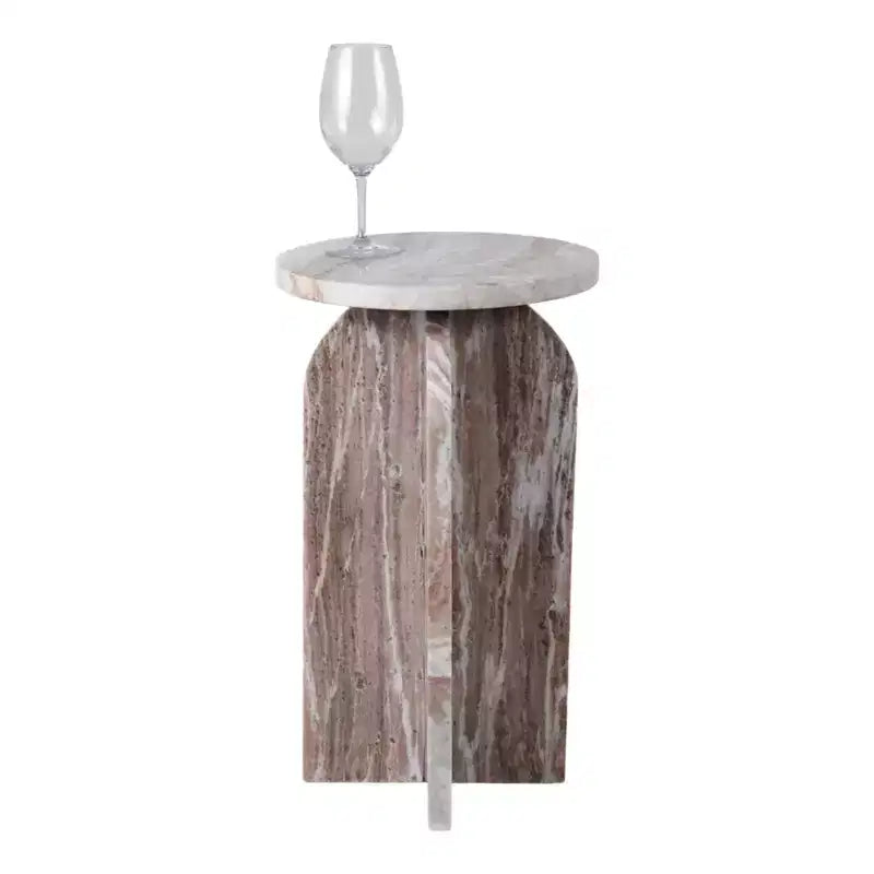 Home Decor End Table, Side Table, or Night Stand - Marble Bedside Table with Round Agate Top Ideal for Big or Small Spaces