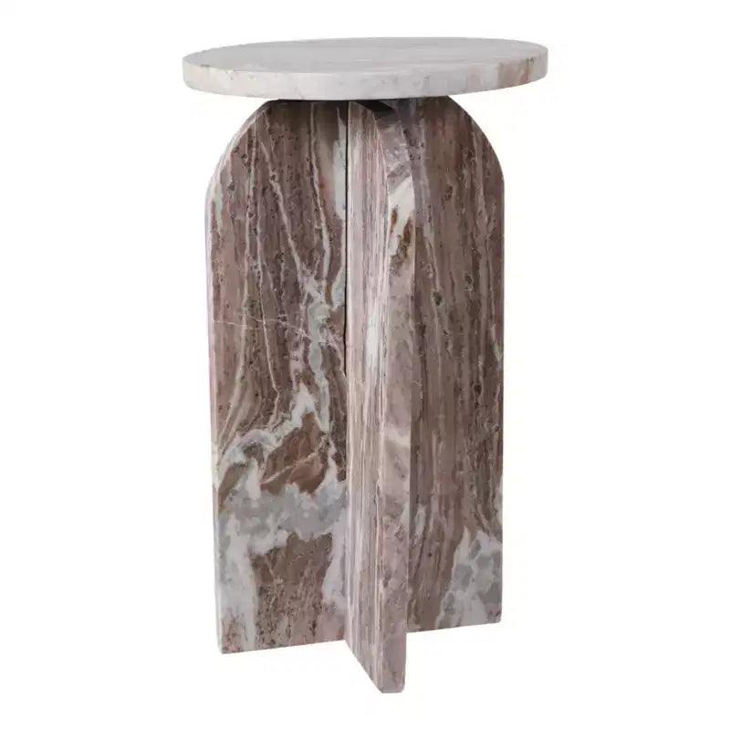 Home Decor End Table, Side Table, or Night Stand - Marble Bedside Table with Round Agate Top Ideal for Big or Small Spaces